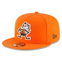Men's New Era Orange Cleveland Browns Omaha  Brownie The Elf Throwback 59FIFTY Fitted Hat