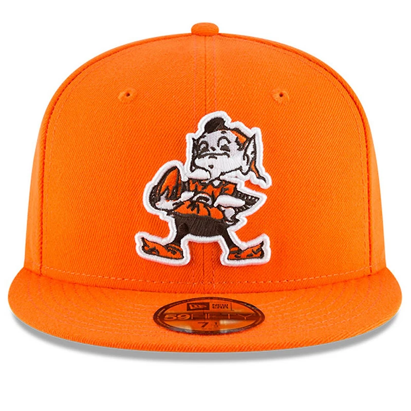 Men's New Era Orange Cleveland Browns Omaha  Brownie The Elf Throwback 59FIFTY Fitted Hat