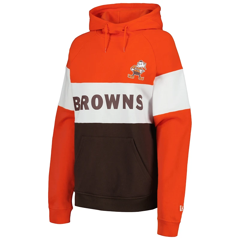 Sweat à capuche contrasté orange Cleveland Browns Throwback New Era pour homme
