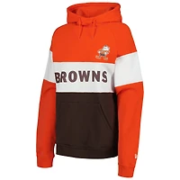 Sweat à capuche contrasté orange Cleveland Browns Throwback New Era pour homme