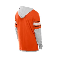 Men's New Era Orange Cleveland Browns Twofer Layered Long Sleeve Hoodie T-Shirt