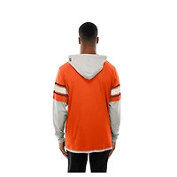 Men's New Era Orange Cleveland Browns Twofer Layered Long Sleeve Hoodie T-Shirt