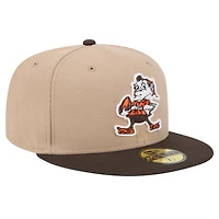 Men's New Era Tan Cleveland Browns  Throwback Logo Main 59FIFTY Fitted Hat