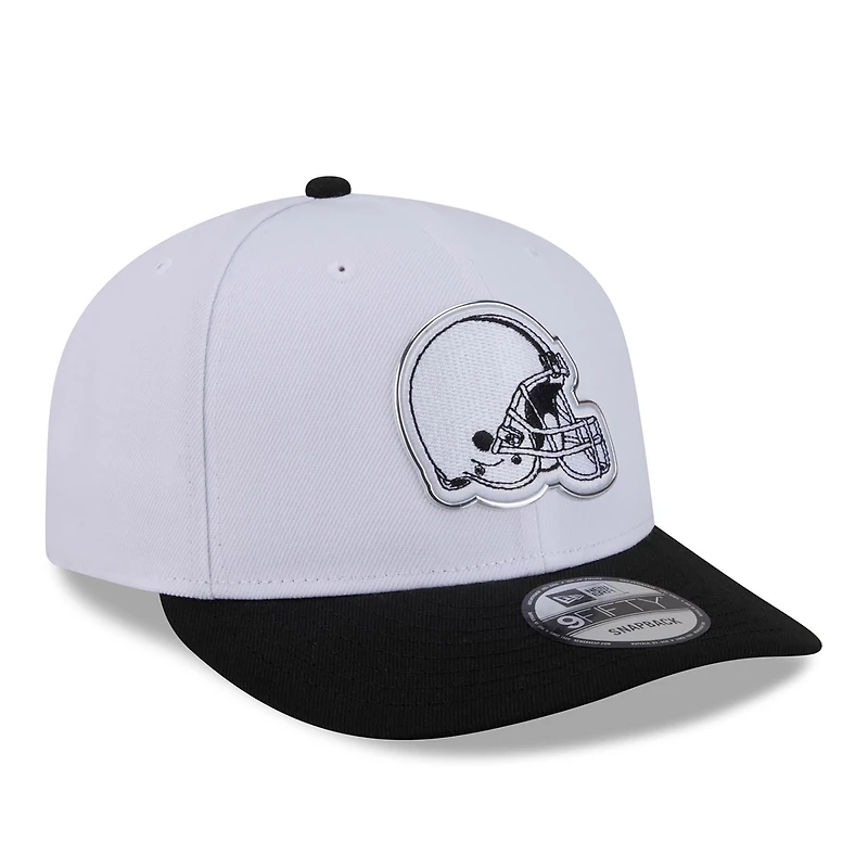 Men's New Era White/Black Cleveland Browns 2026 NFL Draft Pre-Curved 9FIFTY Snapback Hat