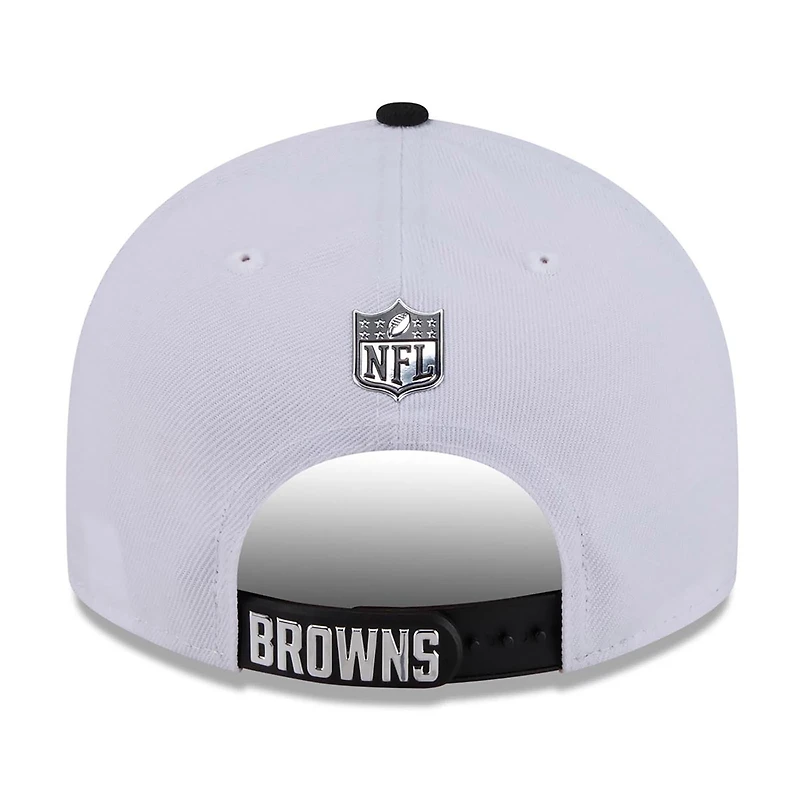 Men's New Era White/Black Cleveland Browns 2026 NFL Draft Pre-Curved 9FIFTY Snapback Hat