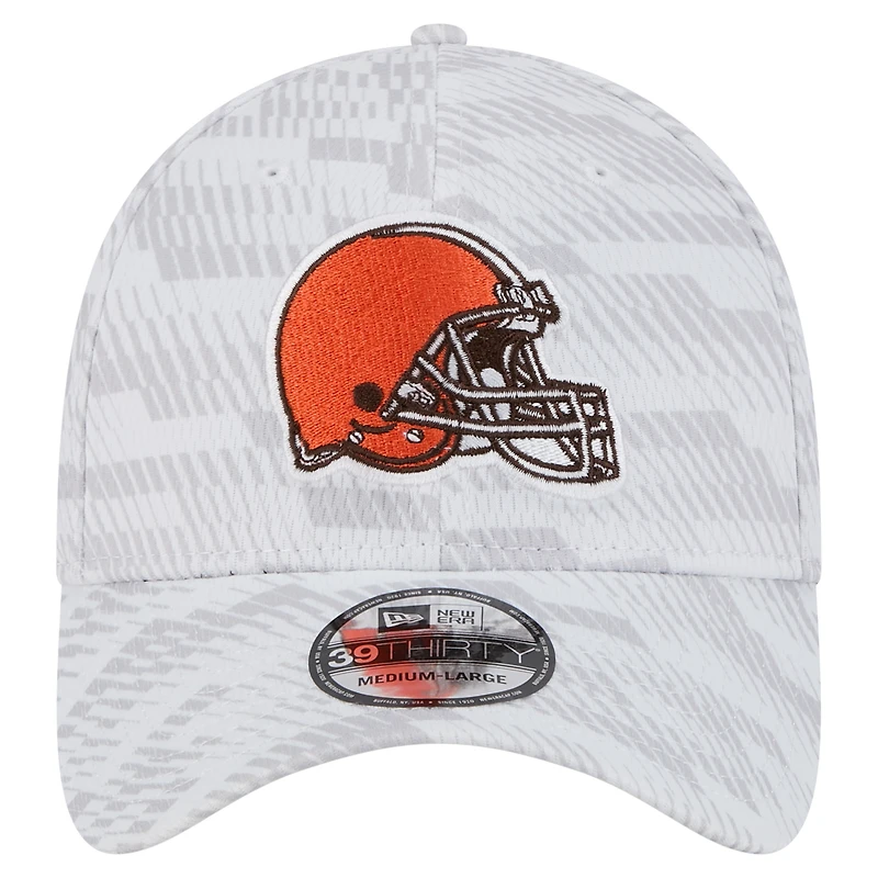 Casquette New Era blanche Cleveland Browns Gameday Graded 39THIRTY Flex pour homme