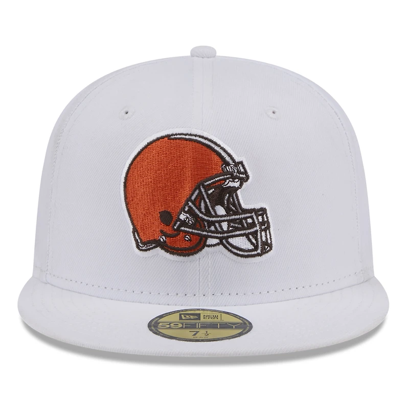Men's New Era White Cleveland Browns Omaha 59FIFTY Fitted Hat