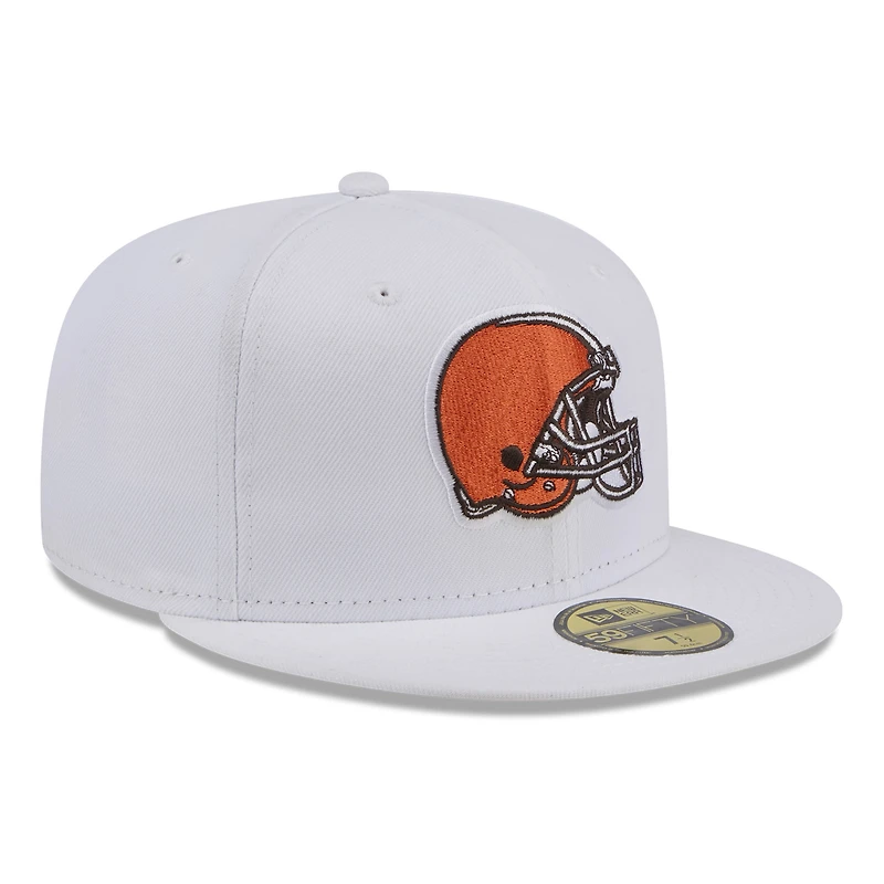 Men's New Era White Cleveland Browns Omaha 59FIFTY Fitted Hat