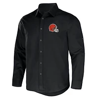 Collection NFL x Darius Rucker pour hommes par Fanatics Chemise boutonnée à manches longues en sergé convertible Cleveland Browns noire