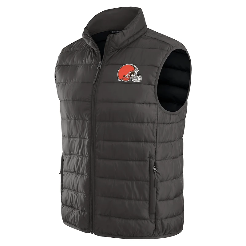 Gilet zippé pliable pour homme NFL x Darius Rucker de Fanatics, noir, avec sac voyage, des Cleveland Browns