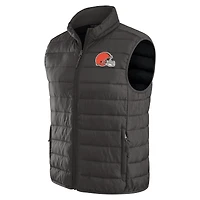 Gilet zippé pliable pour homme NFL x Darius Rucker de Fanatics, noir, avec sac voyage, des Cleveland Browns