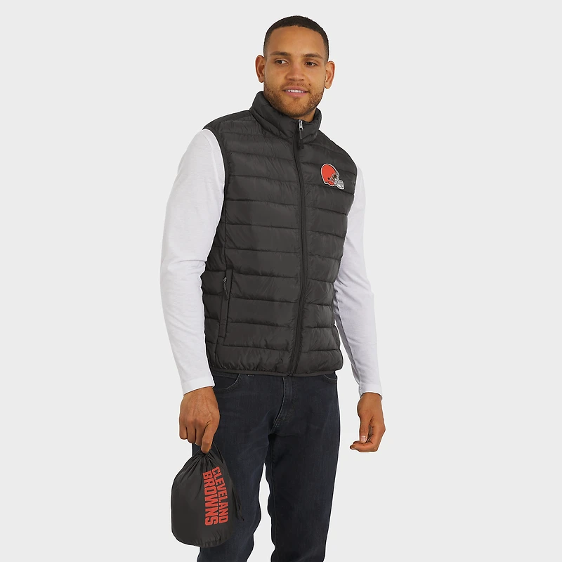 Gilet zippé pliable pour homme NFL x Darius Rucker de Fanatics, noir, avec sac voyage, des Cleveland Browns