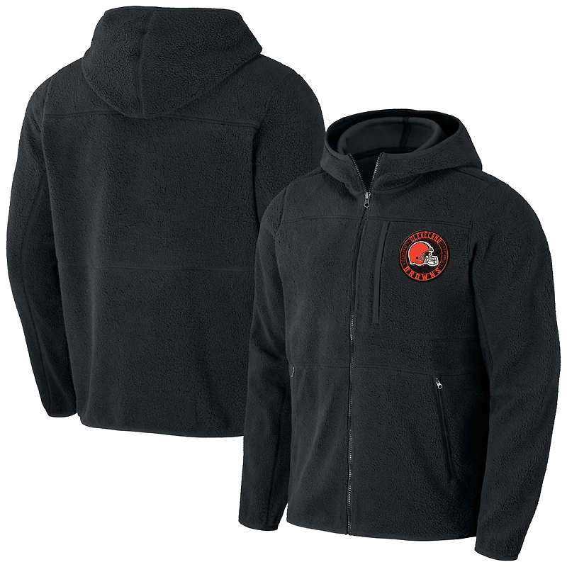 Sweat à capuche zippé en sherpa noir Cleveland Browns pour homme de la collection NFL x Darius Rucker par Fanatics