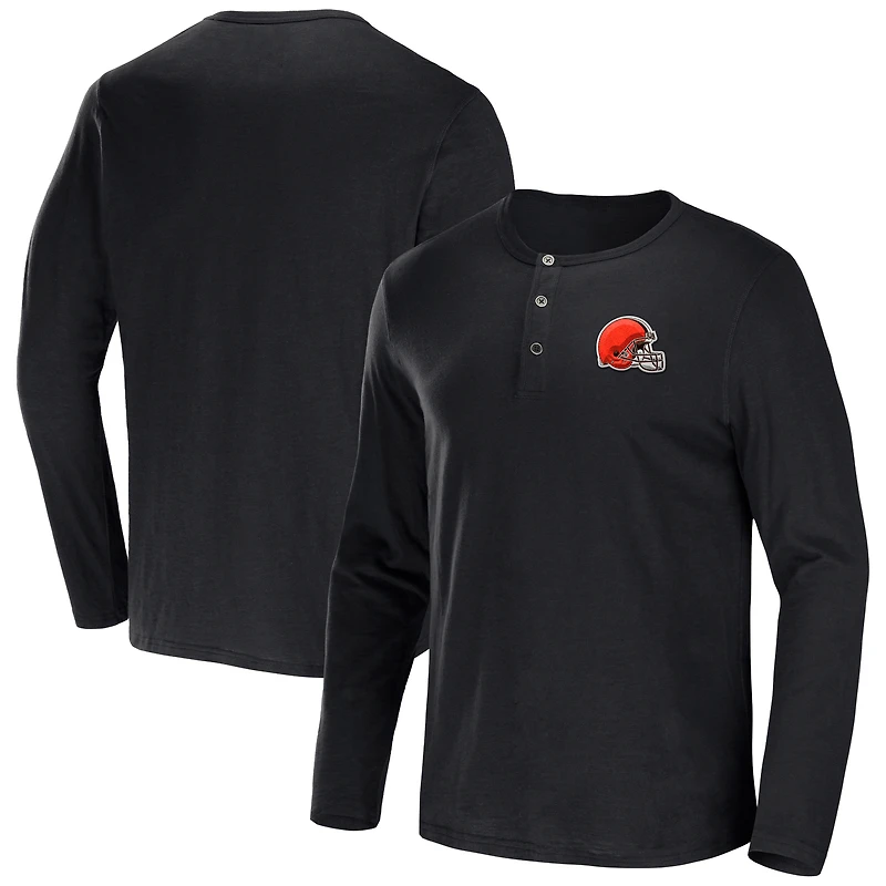 Collection NFL x Darius Rucker pour hommes par Fanatics T-shirt noir à manches longues en jersey flammé des Cleveland Browns Henley