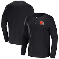 Collection NFL x Darius Rucker pour hommes par Fanatics T-shirt noir à manches longues en jersey flammé des Cleveland Browns Henley