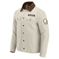 Men's NFL x Darius Rucker Collection by Fanatics Tan Cleveland Browns Midweight Canvas Full-Button Jacket