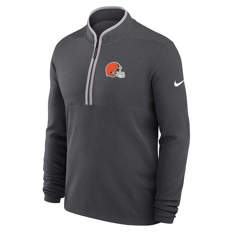 Pull Nike anthracite Cleveland Browns léger Victory Dri-FIT à demi-zip pour homme
