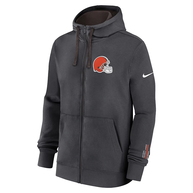 Men's Nike Anthracite Cleveland Browns Primetime Club Full-Zip Hoodie