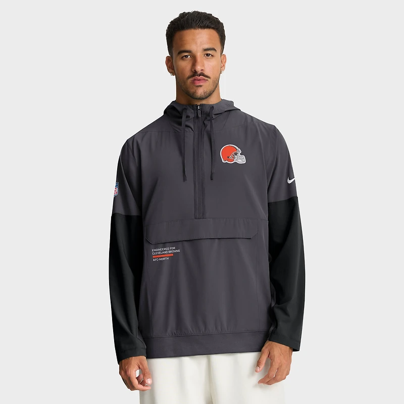Veste à capuche Nike Anthracite Cleveland Browns Sideline Anorak demi-zip pour homme
