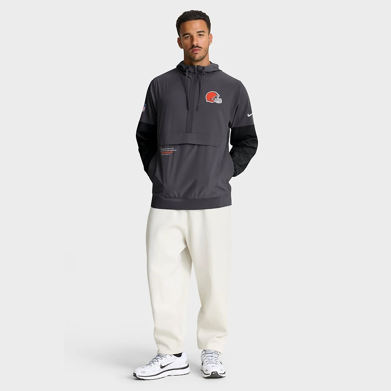 Veste à capuche Nike Anthracite Cleveland Browns Sideline Anorak demi-zip pour homme