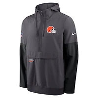 Veste à capuche Nike Anthracite Cleveland Browns Sideline Anorak demi-zip pour homme