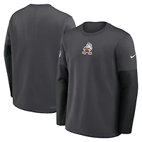 Men's Nike Anthracite Cleveland Browns Sideline Coach Therma-FIT Long Sleeve T-Shirt