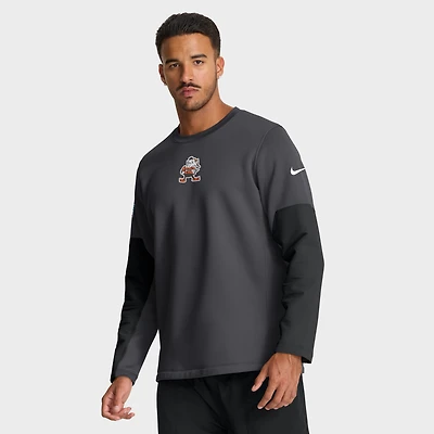 Men's Nike Anthracite Cleveland Browns Sideline Coach Therma-FIT Long Sleeve T-Shirt