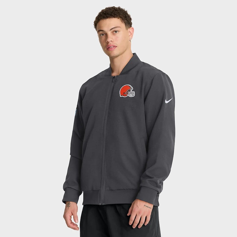 Men's Nike Anthracite Cleveland Browns Sideline Full-Zip Bomber Jacket