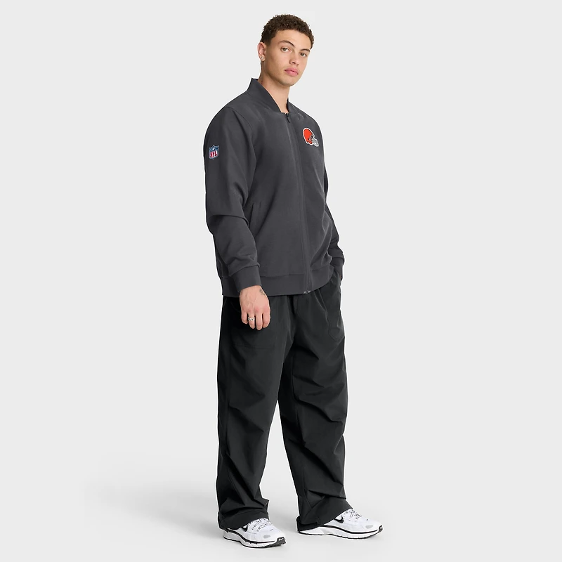 Veste bomber zippée intégrale Nike anthracite Cleveland Browns Sideline pour homme