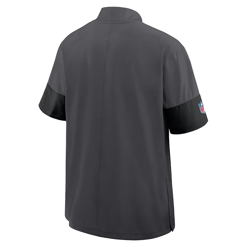 Men's Nike Anthracite Cleveland Browns Sideline Short Sleeve Quarter-Zip Dri-FIT Coach Jacket