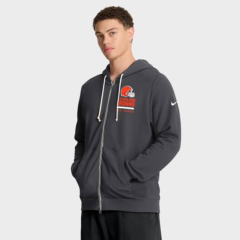 Men's Nike Anthracite Cleveland Browns Sideline Standard Issue Utility Player Dri-FIT Full-Zip Hoodie