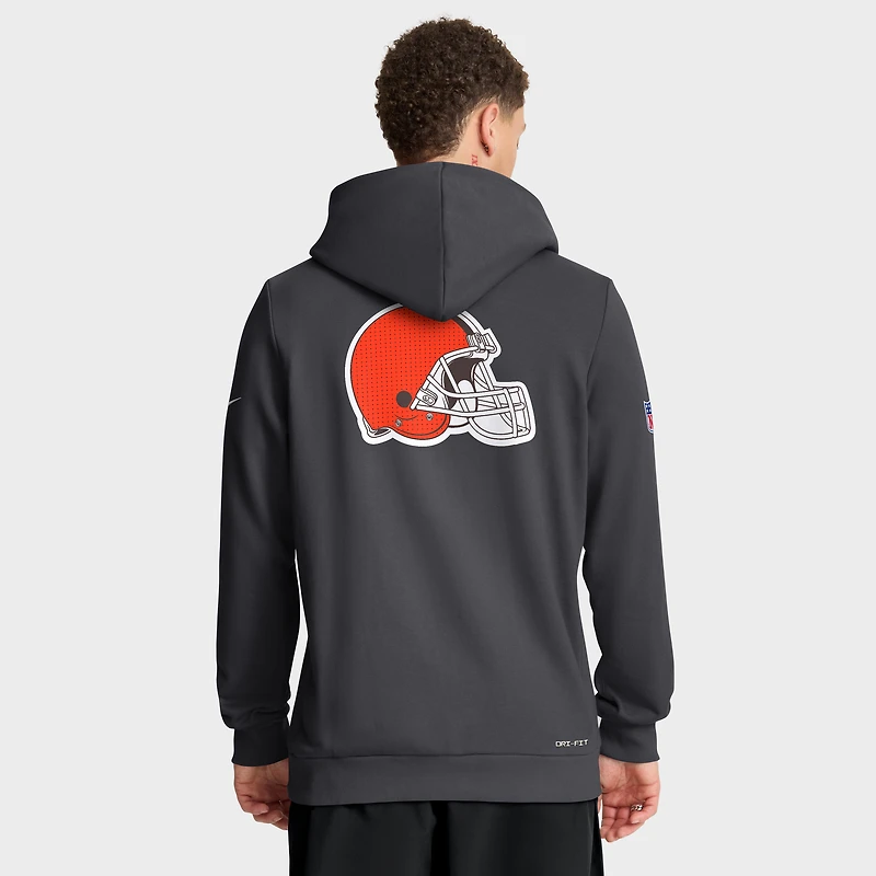 Sweat à capuche Nike Anthracite Cleveland Browns Sideline Utility Player Dri-FIT pour homme avec fermeture éclair intégrale