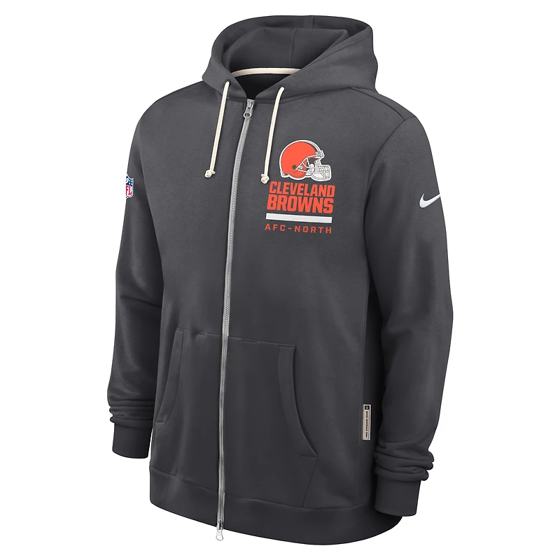 Sweat à capuche Nike Anthracite Cleveland Browns Sideline Utility Player Dri-FIT pour homme avec fermeture éclair intégrale
