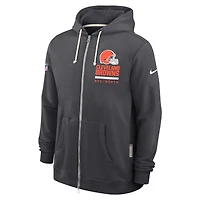 Sweat à capuche Nike Anthracite Cleveland Browns Sideline Utility Player Dri-FIT pour homme avec fermeture éclair intégrale