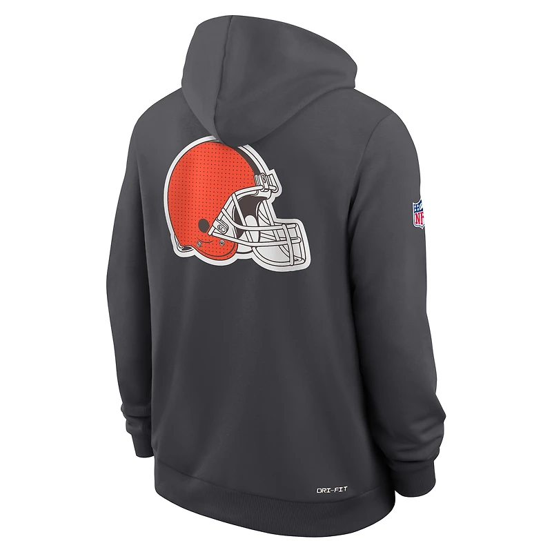 Sweat à capuche Nike Anthracite Cleveland Browns Sideline Utility Player Dri-FIT pour homme avec fermeture éclair intégrale