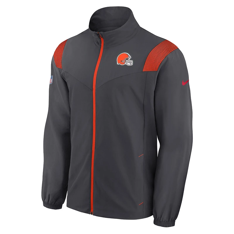Veste Nike anthracite à fermeture éclair avec logo tissé Sideline Cleveland Browns pour homme