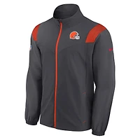 Veste Nike anthracite à fermeture éclair avec logo tissé Sideline Cleveland Browns pour homme