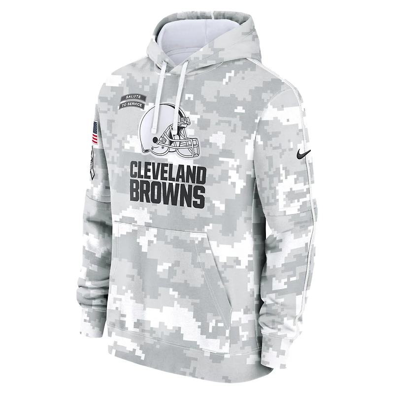 Men's Nike Arctic Camo Cleveland Browns 2024 Salute to Service Club Fleece Pullover Hoodie