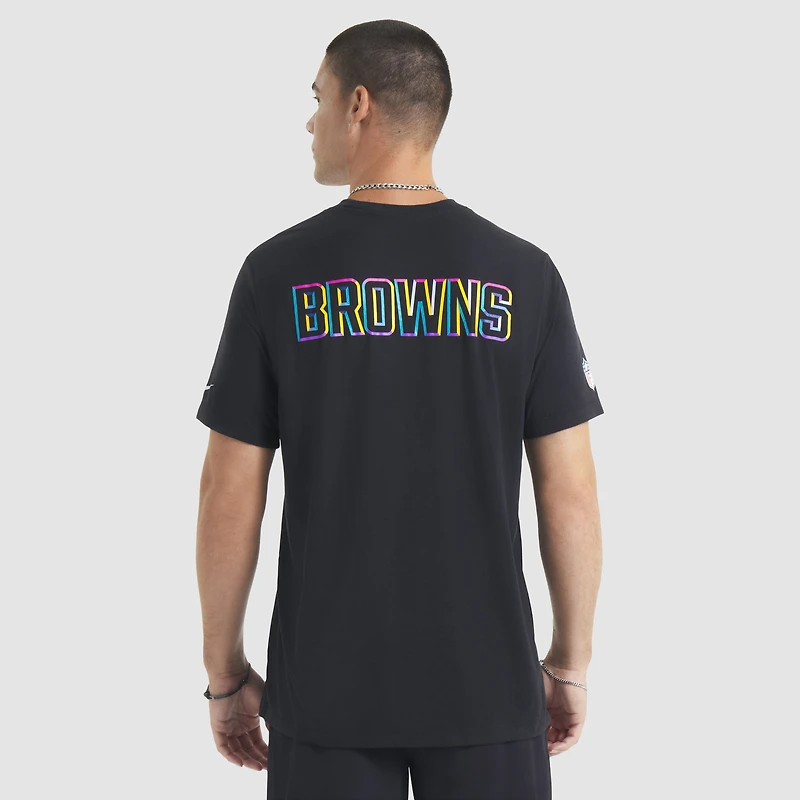 T-shirt Nike noir Cleveland Browns 2025 Crucial Catch Tri-Blend Dri-FIT pour homme
