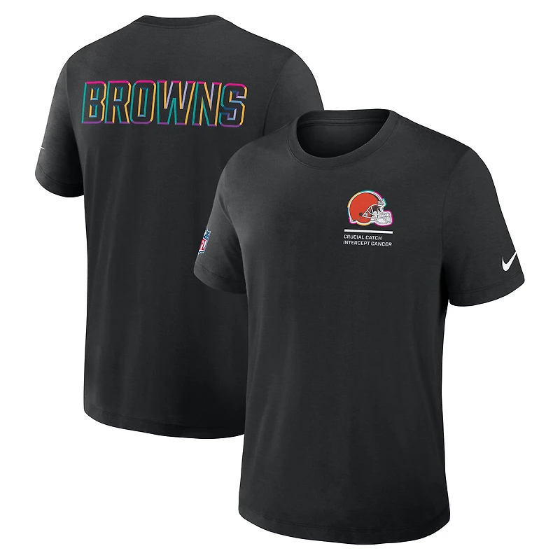 T-shirt Nike noir Cleveland Browns 2025 Crucial Catch Tri-Blend Dri-FIT pour homme