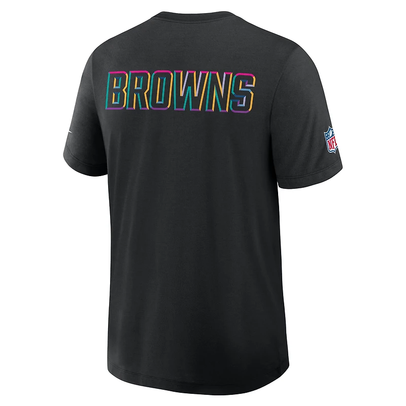 T-shirt Nike noir Cleveland Browns 2025 Crucial Catch Tri-Blend Dri-FIT pour homme