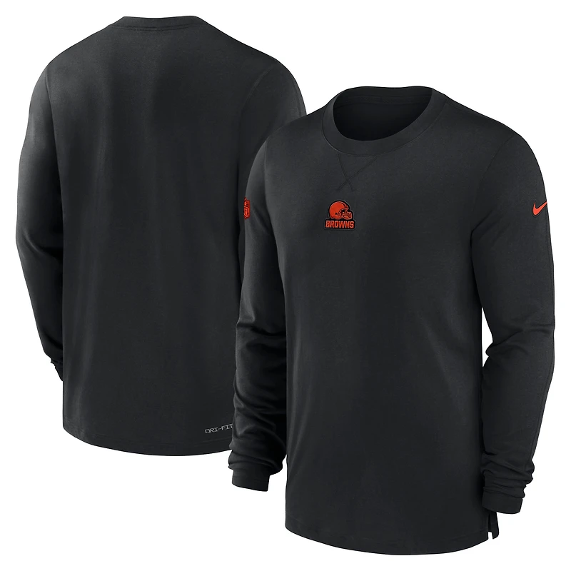 Men's Nike Black Cleveland Browns Sideline Performance Long Sleeve T-Shirt