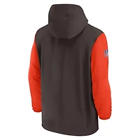 Men's Nike Brown/Orange Cleveland Browns 2024/25 Sideline Pre-Game Player 1/2-Zip Hoodie Jacket