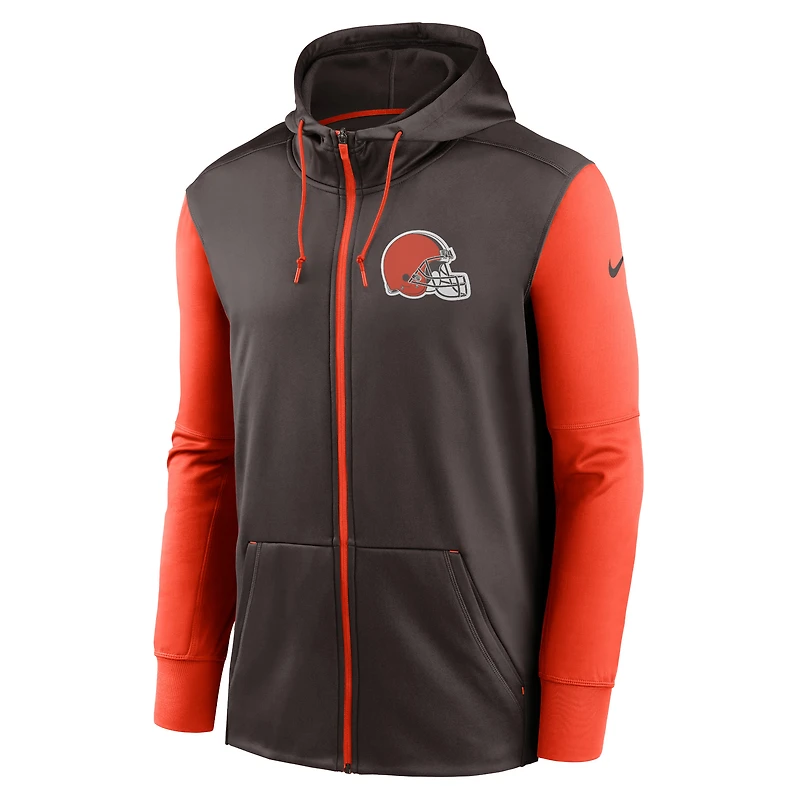 Sweat à capuche entièrement zippé Nike Cleveland Browns Performance pour homme, marron/orange