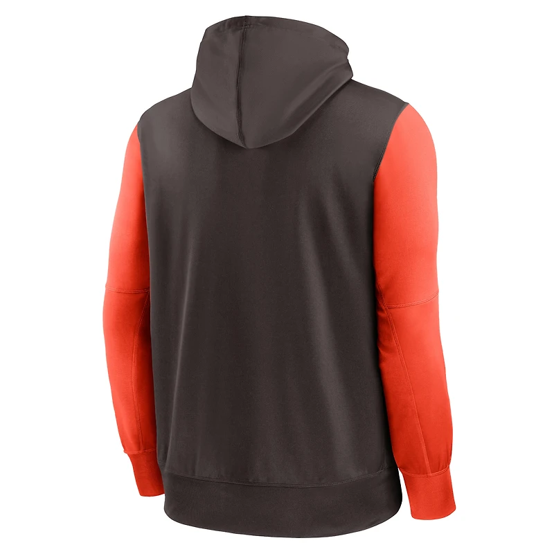 Sweat à capuche entièrement zippé Nike Cleveland Browns Performance pour homme, marron/orange