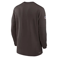 Haut Nike marron Cleveland Browns 2023 Sideline Performance à manches longues et quart de zip pour homme