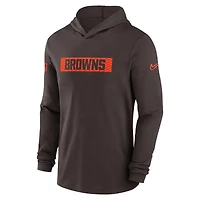 Men's Nike Brown Cleveland Browns 2024/25 Sideline Performance Long Sleeve Hoodie T-Shirt