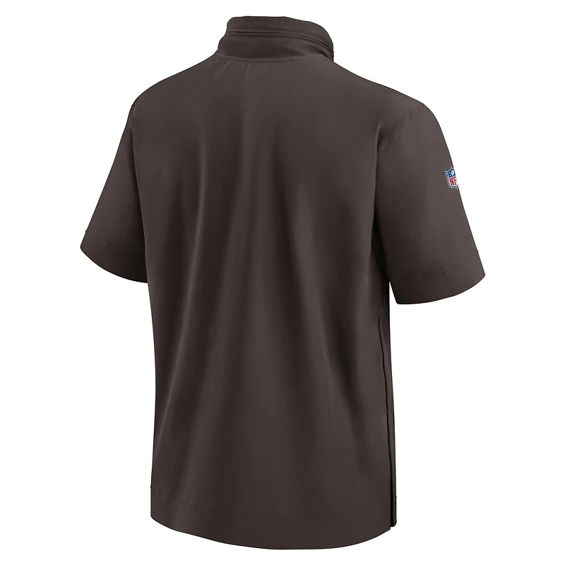 Veste à capuche manches courtes et demi-zip Nike Brown Cleveland Browns 2024 pour homme