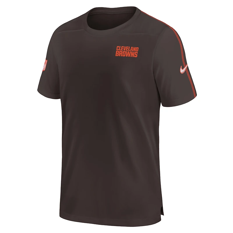 T-shirt Nike marron Cleveland Browns 2024 Sideline Coach UV Performance pour homme