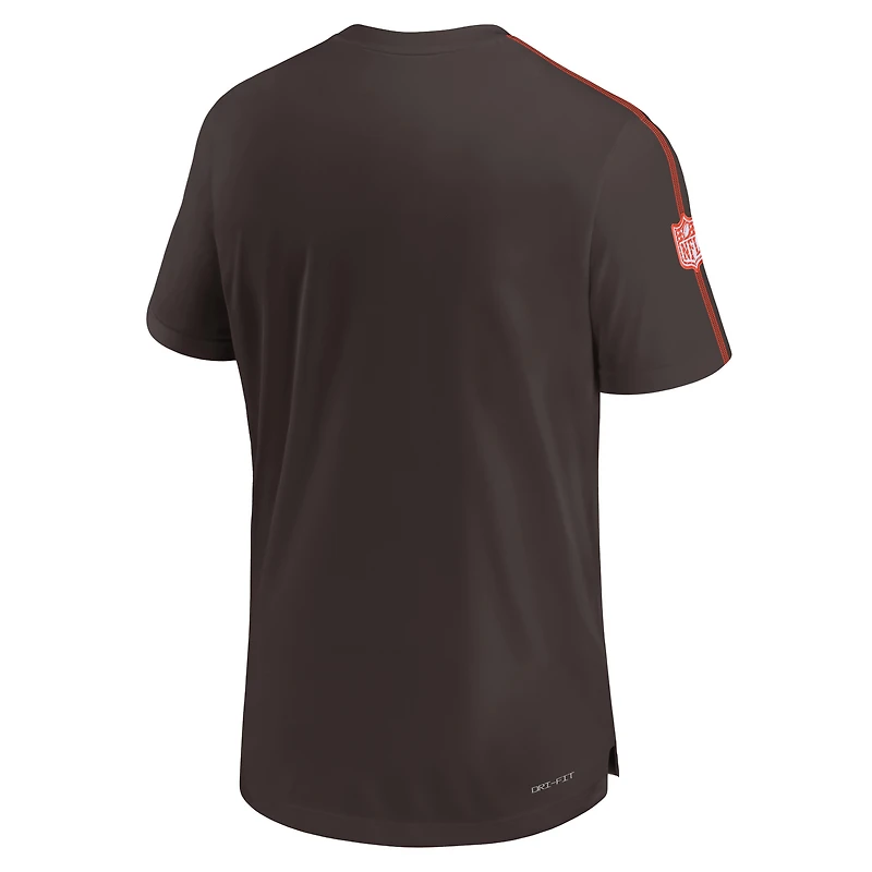 T-shirt Nike marron Cleveland Browns 2024 Sideline Coach UV Performance pour homme